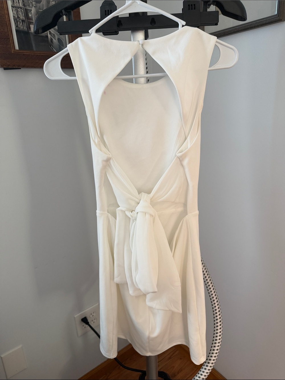 Lulu's Ivory Mini Dress with Back Tie Detail